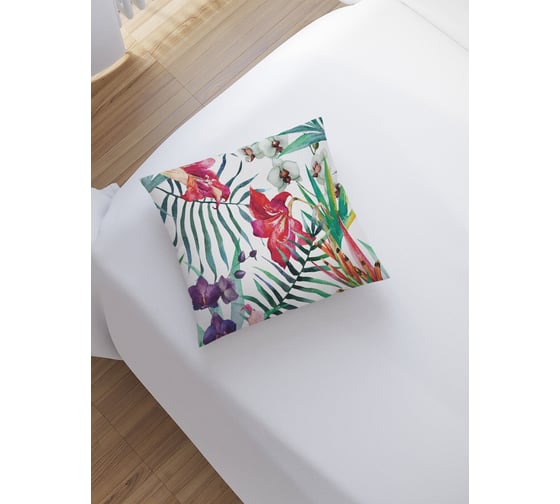Изображение товара Наволочка декоративная на молнии, чехол на подушку JoyArty "Тропические растения” 45x45 см sl_14545