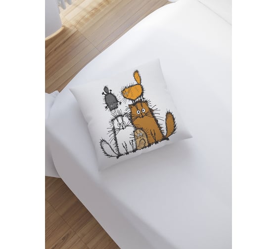 Изображение товара Наволочка декоративная на молнии, чехол на подушку JoyArty "Семейство котов” 45x45 см sl_128621