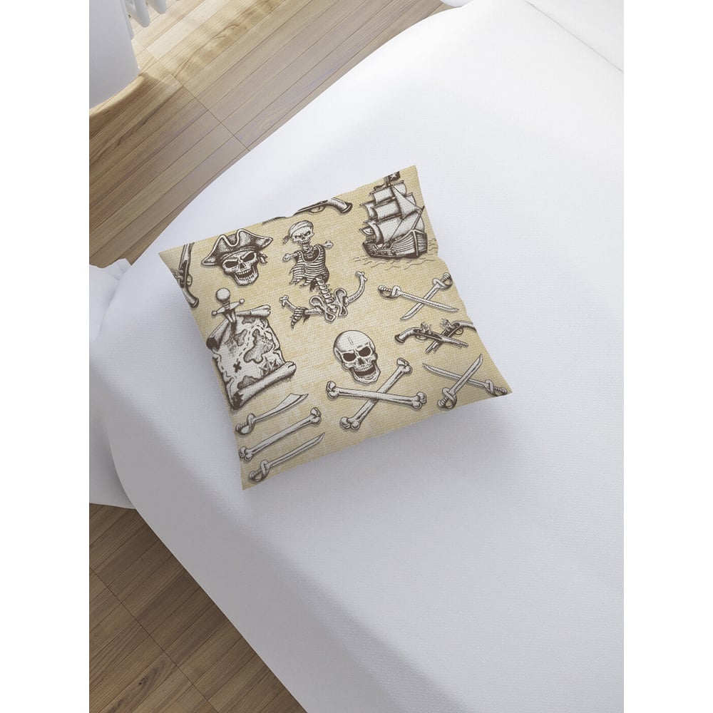 Изображение товара Декоративная наволочка JoyArty 45x45 см с рисунком Пиратские символы на молнии