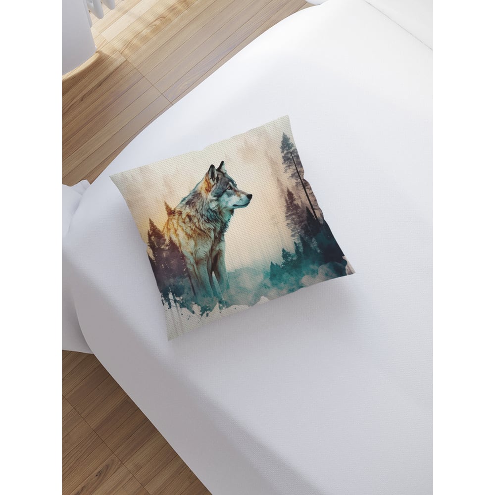 Изображение товара Декоративная наволочка на молнии 45x45 см JoyArty Одинокий волк