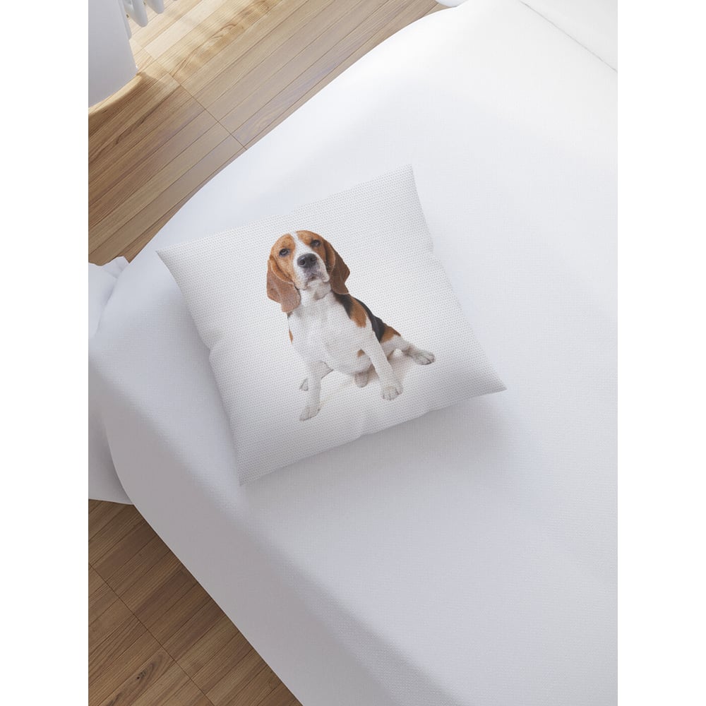 Изображение товара Декоративная наволочка на молнии Щенок бигль 45x45 см JoyArty