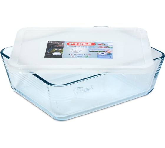 Изображение товара Форма для запекания и выпечки PYREX COOK and FREEZ с крышкой, 4 л, 27x22x9 см, прямоугольная 244P000