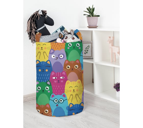 Изображение товара Корзина для хранения игрушек JOYARTY "Яркие цветные коты" 75 л, toba_413272_l