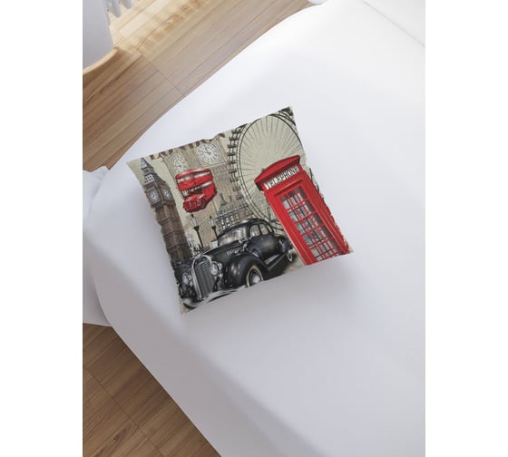 Изображение товара Декоративная наволочка на молнии JoyArty Лондон ретро 45x45 см sl_85493