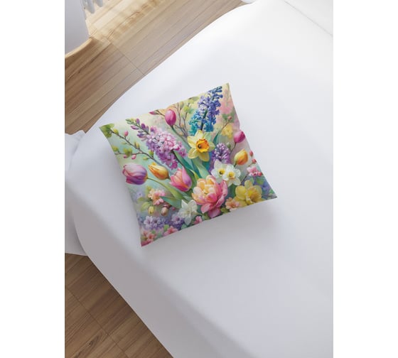 Изображение товара Декоративная наволочка на молнии JoyArty Весенний подарок 45x45 см sl_sd1954