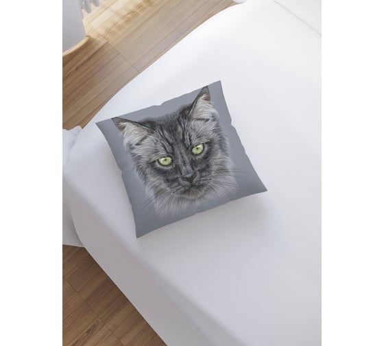 Изображение товара Декоративная наволочка на молнии JoyArty Портрет пушистого кота 45x45 см sl_31336