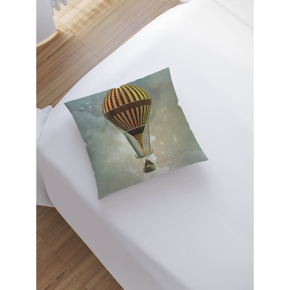 Изображение товара Декоративная наволочка на молнии JoyArty Аэростат 45x45 см яркая и стильная