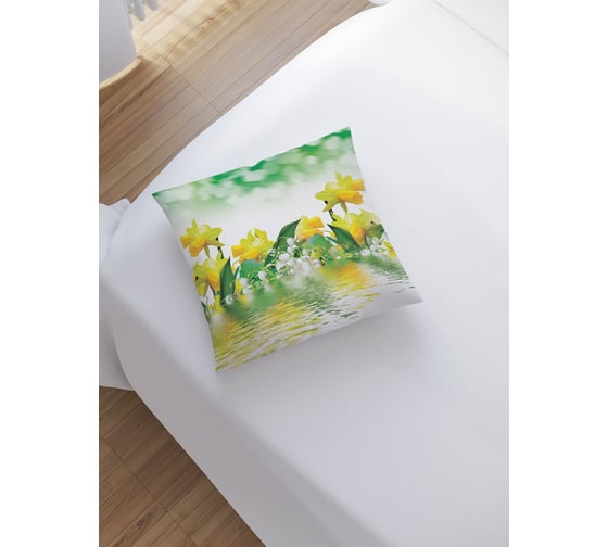 Изображение товара Декоративная наволочка на молнии JoyArty Водные нарциссы 45x45 см sl_7558