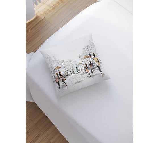 Изображение товара Декоративная наволочка на молнии JoyArty Летние столики кафе 45x45 см sl_68156