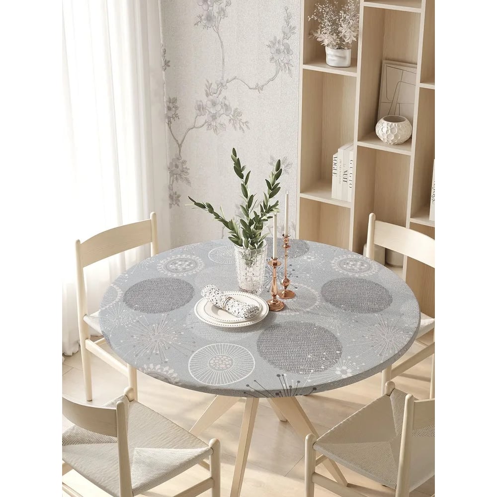 Изображение товара Скатерть на кухонный стол JoyArty Пушистые одуванчики круглая 105-120 см