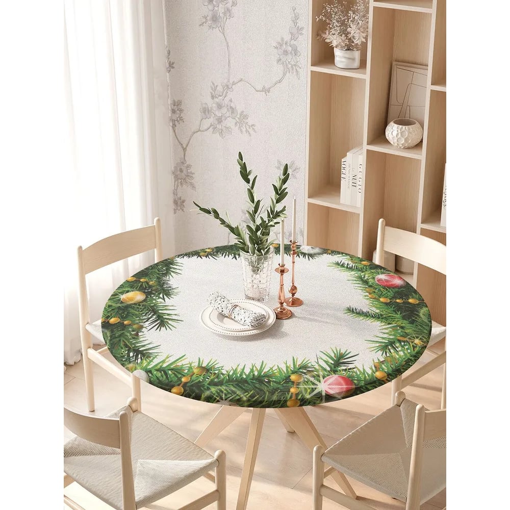 Изображение товара Скатерть на кухонный стол JoyArty Рождественская виньетка круглая 105-120 см