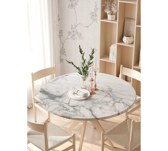 Изображение товара Скатерть на кухонный стол JoyArty Серый мрамор, круглая на резинке, диаметр 105-120 см frtc_18911_140x140