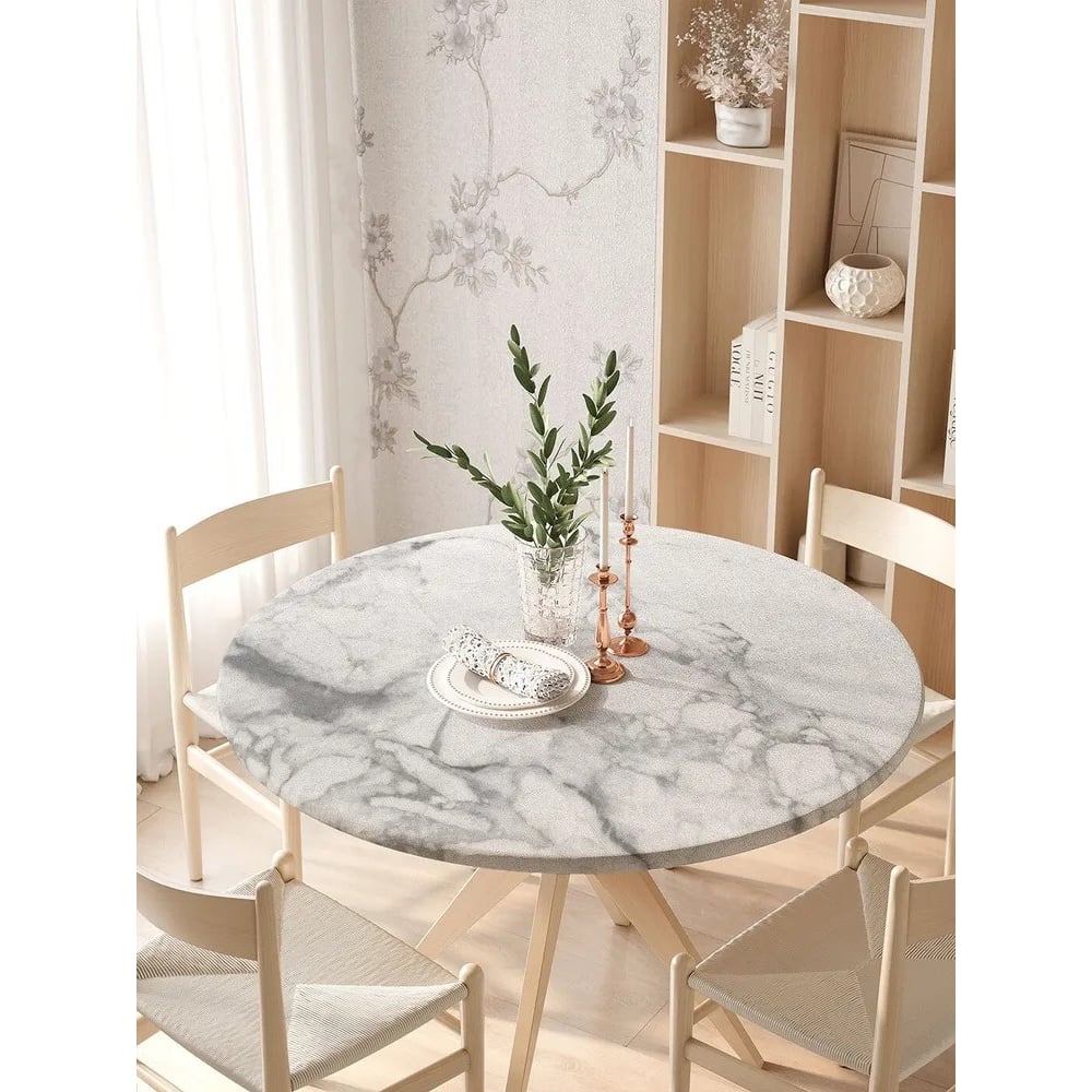 Изображение товара Круглая серая мраморная скатерть на кухонный стол JoyArty 75-100 см