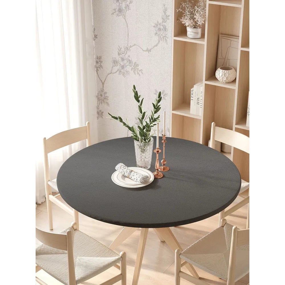 Изображение товара Скатерть на кухонный стол JoyArty круглая темно-серая 105-120 см
