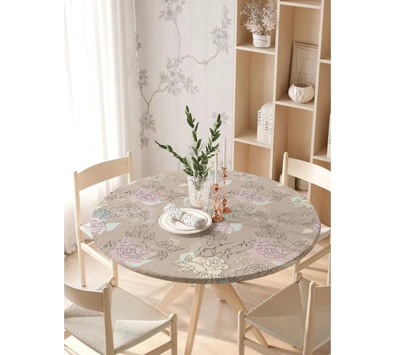 Изображение товара Скатерть на кухонный стол JoyArty Цветочное поздравление, круглая на резинке, диаметр 105-120 см frtc_4269_140x140