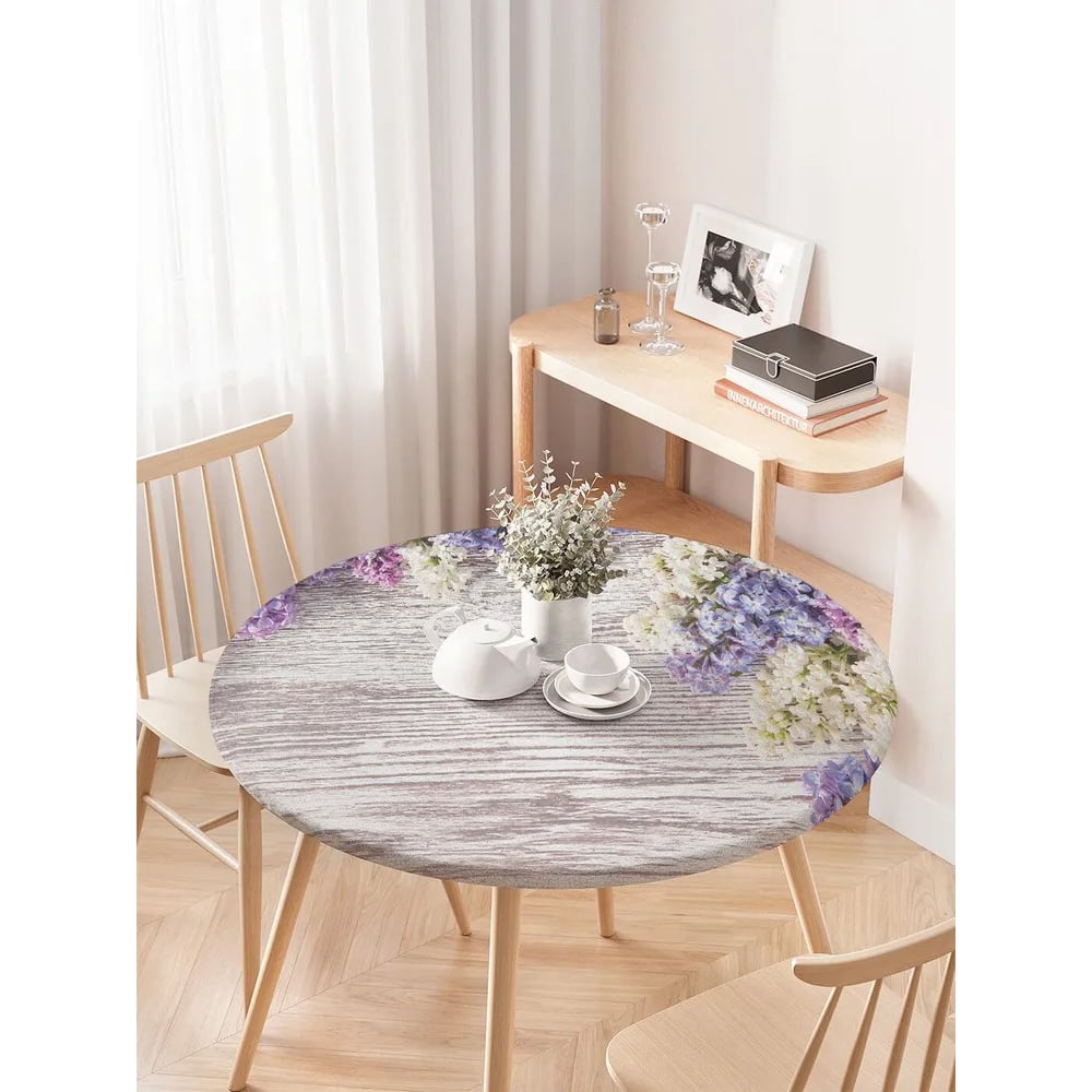 Изображение товара Круглая скатерть JoyArty Цветущая сирень диаметр 75-100 см водоотталкивающая