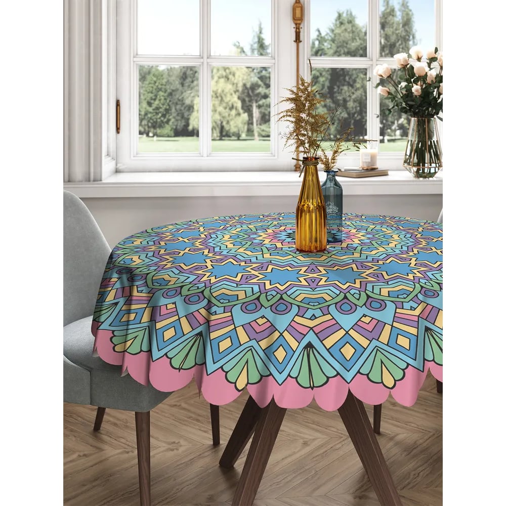 Изображение товара Круглая скатерть на стол с принтом JoyArty 150x150 см яркий дизайн