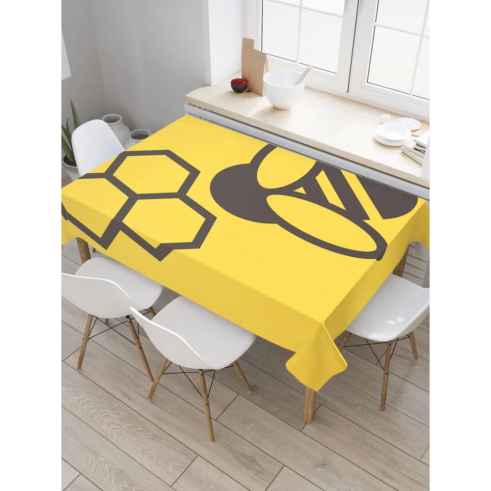 Изображение товара Прямоугольная водоотталкивающая скатерть JoyArty 120x145 см геометрический пчела