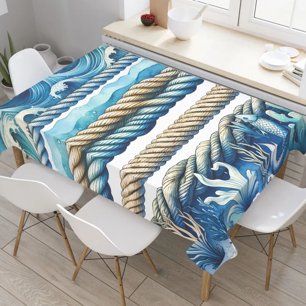 Изображение товара Прямоугольная водоотталкивающая скатерть JoyArty Морской канат 145x180 см