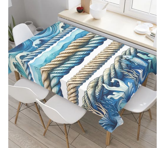 Изображение товара Прямоугольная водоотталкивающая скатерть на стол JoyArty Морской канат 145x180 см tcox_sd1687_180x145