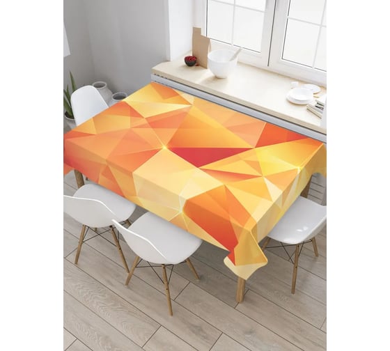Изображение товара Прямоугольная водоотталкивающая скатерть на стол JoyArty Оранжевые треугольники 120x145 см tcox_30267_120x145
