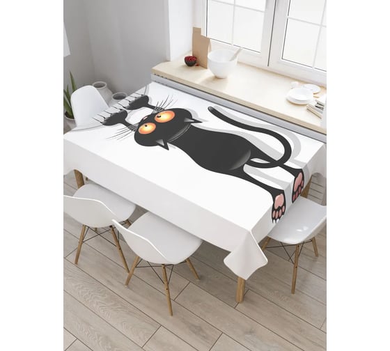Изображение товара Прямоугольная тканевая скатерть на стол с рисунком JoyArty Кот-шкодник 145х180 см tc_18507_180x145