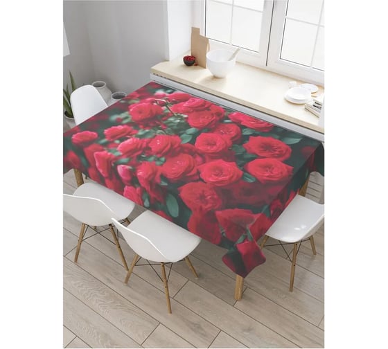 Изображение товара Прямоугольная тканевая скатерть на стол с рисунком JoyArty Куст роз 120х145 см, серия 8 марта tc_430100_120x145