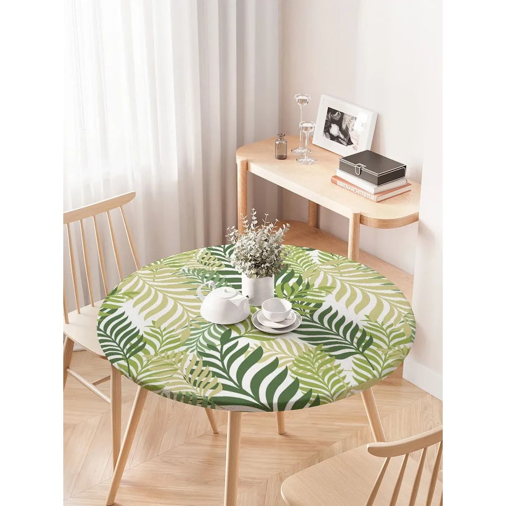 Изображение товара Скатерть JoyArty Лиственная композиция круглая водоотталкивающая 75-100 см