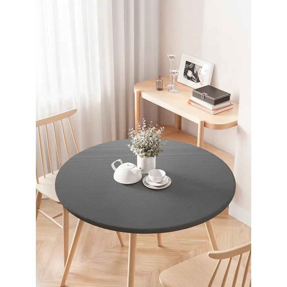 Изображение товара Скатерть JoyArty круглая на резинке черного цвета 120 см