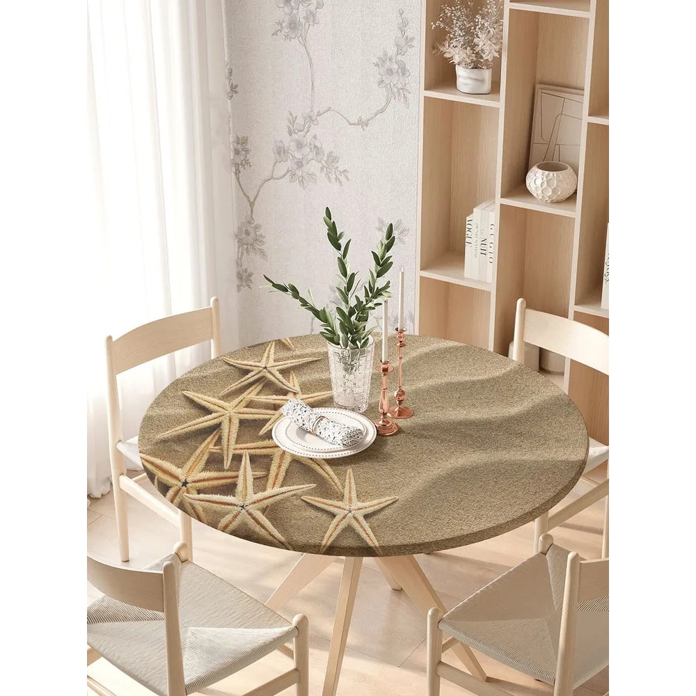 Изображение товара Скатерть на кухонный стол JoyArty Морская елочка, круглая, на резинке, диаметр 105-120 см