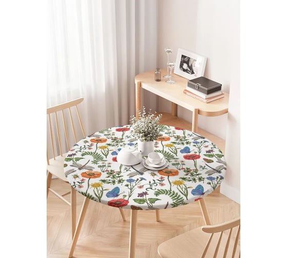 Изображение товара Скатерть на кухонный стол JoyArty Полевые зарисовки, круглая, на резинке, диаметр 75-100 см, серия 44993 frtc_422937_120x120