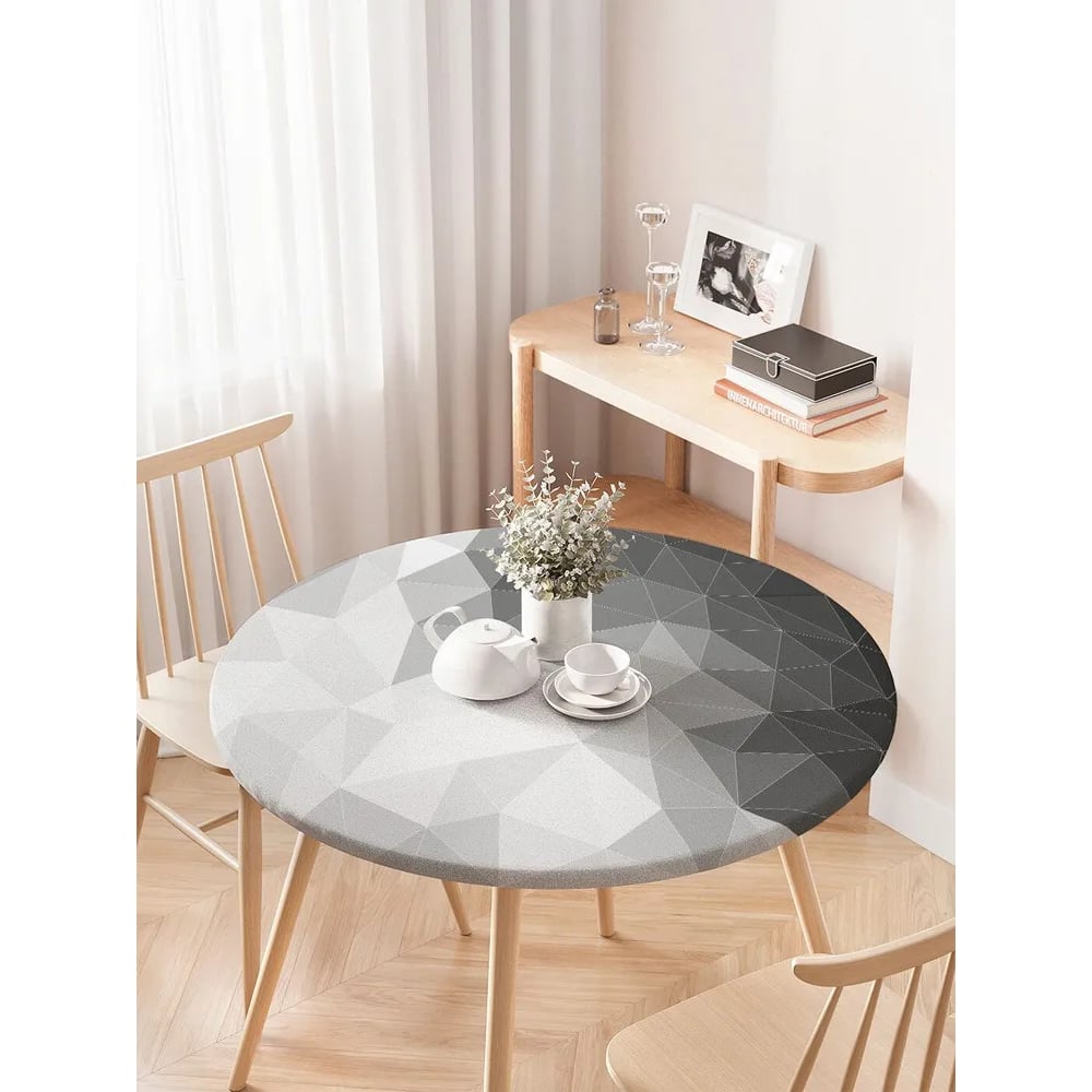 Изображение товара Скатерть на кухонный стол JoyArty Призма моно круглая 75-100 см водоотталкивающая