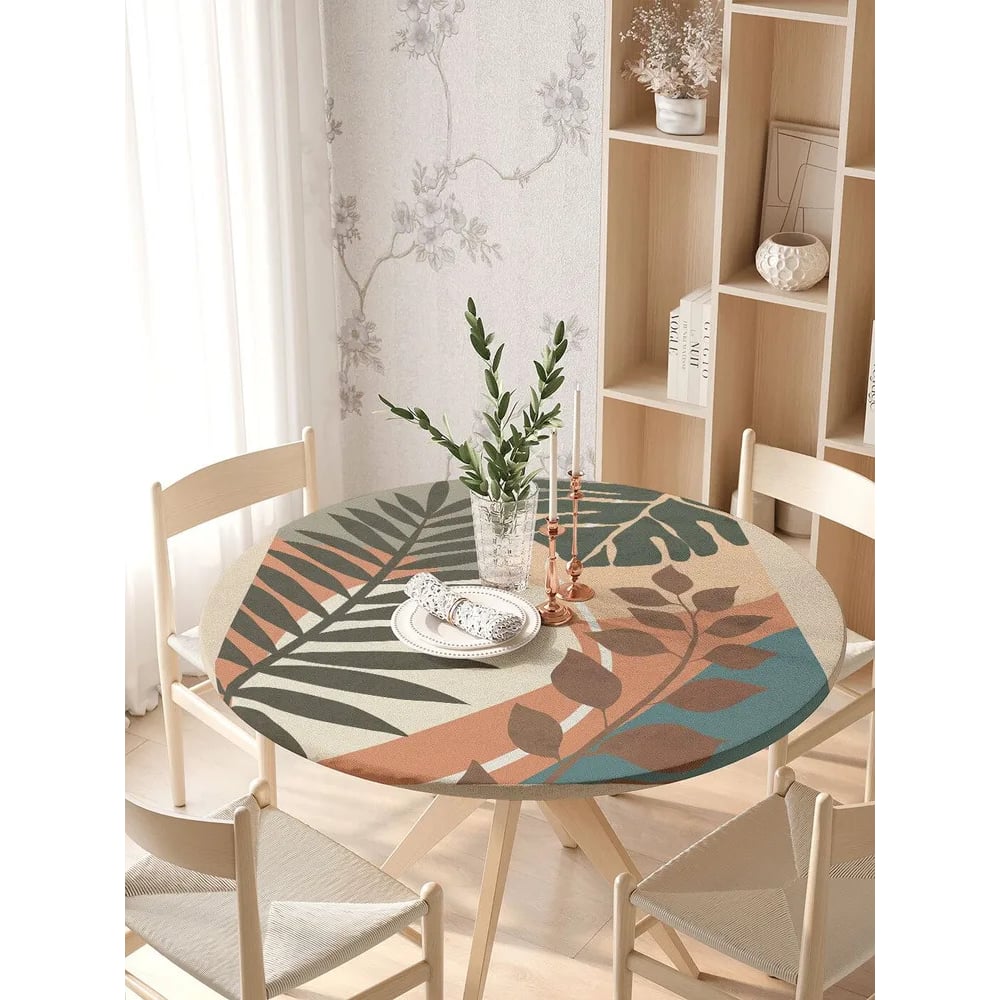 Изображение товара Скатерть JoyArty с пальмовыми листьями на бежевом фоне