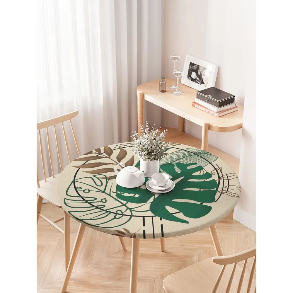 Изображение товара Круглая скатерть на кухонный стол JoyArty, диаметр 75-100 см, водоотталкивающая и нескользящая