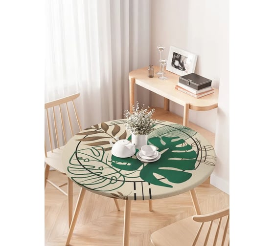 Изображение товара Скатерть на кухонный стол JoyArty Листья монстеры, круглая, на резинке, диаметр 75-100 см frtc_420329_120x120