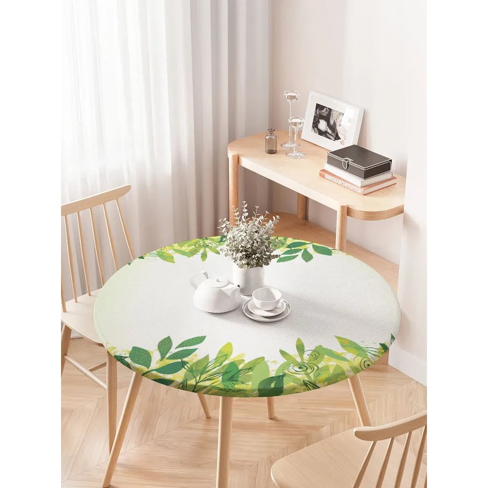 Изображение товара Скатерть JoyArty Солнечный лес круглая на резинке 75-100 см