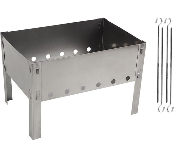 Изображение товара Сборно-разборный мангал Ecos 350х240х240 мм, 0.35-0.40 мм, с 4 шампурами, 009380