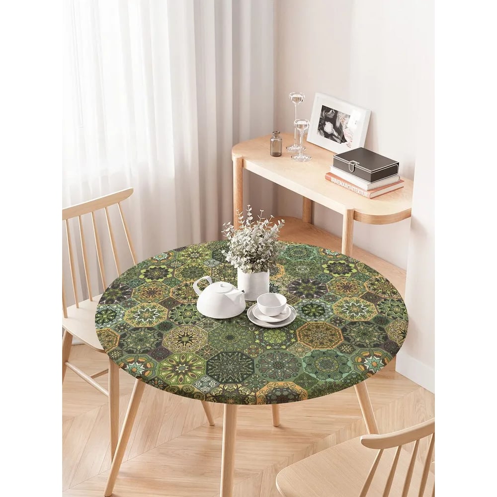 Изображение товара Круглая скатерть JoyArty мини мандалы 75-100 см водоотталкивающая нескользящая