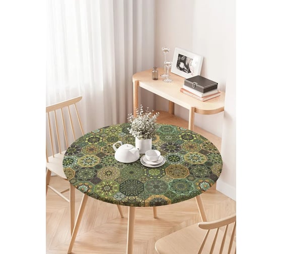 Изображение товара Скатерть на кухонный стол JoyArty Коллекция мини мандалы, круглая, на резинке, диаметр 75-100 см frtc_58095_120x120