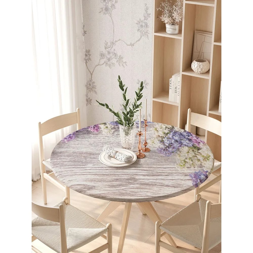 Изображение товара Скатерть JoyArty Цветущая сирень круглая 105-120 см водоотталкивающая