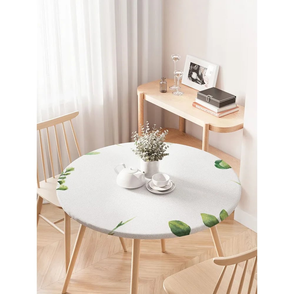 Изображение товара Скатерть на кухонный стол JoyArty Ветви растений в акварели круглая диаметр 75-100 см