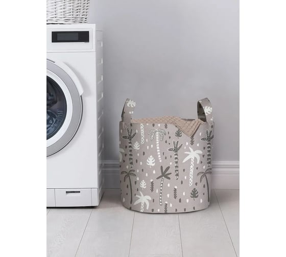 Изображение товара Корзина для белья JOYARTY "Серые пальмы" 34 л, gaba_389502_S