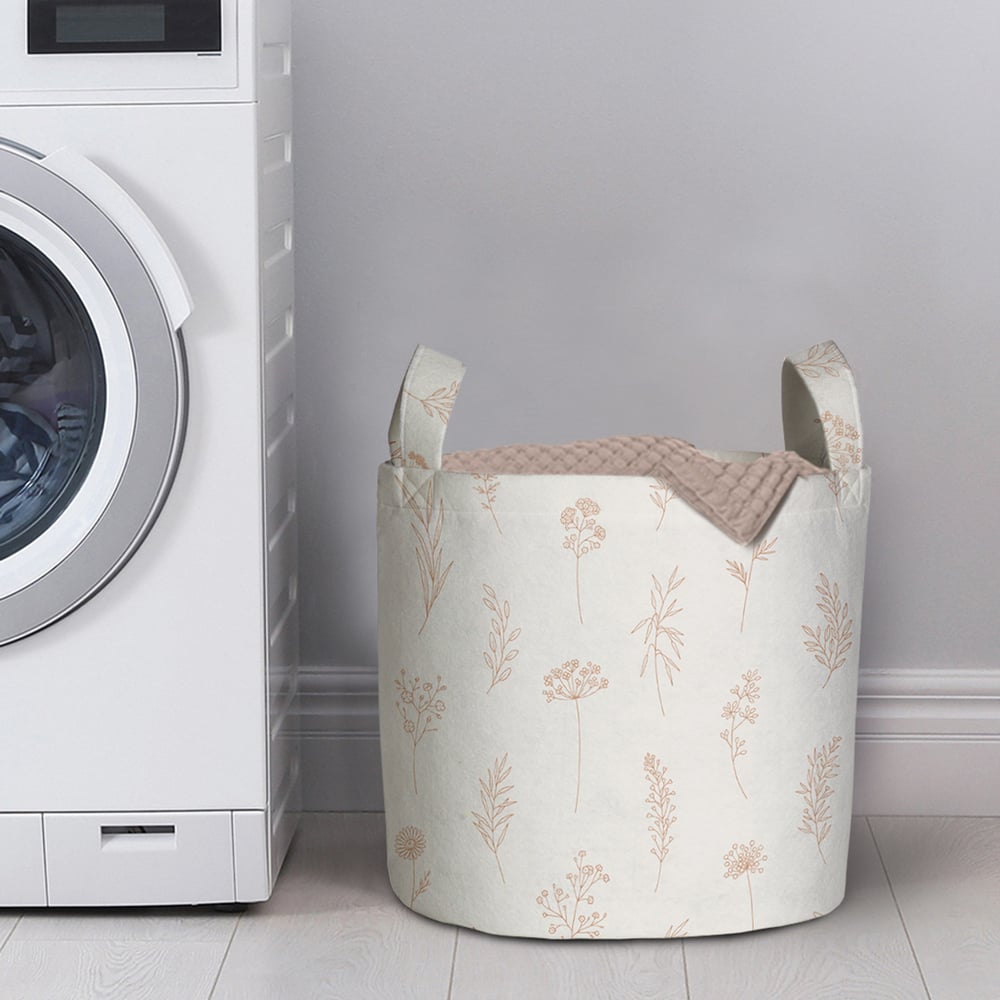 Изображение товара Корзина для белья JOYARTY Цветочные зарисовки 34 л складная круглая войлок