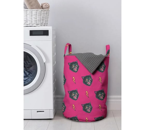 Изображение товара Корзина для белья в ванную JOYARTY "Кот и молния на розовом фоне" 45 л, gaba_413277_m