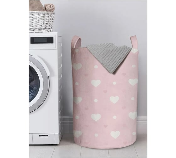 Изображение товара Корзина для белья в ванную JOYARTY "Пастельные сердечки" 75 л, серия День влюбленных и семьи gaba_91040_L