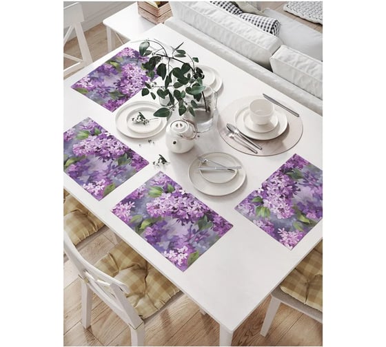 Изображение товара Салфетки на стол для сервировки JOYARTY "Цветение сирени", прямоугольные, плейсмат 32x46 см, в комплекте 4 шт., серия 8 марта np_430091