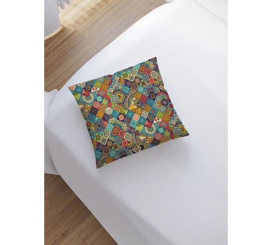 Изображение товара Наволочка декоративная на молнии, чехол на подушку JOYARTY "Лоскуты орнамента” 45x45 см sl_37433
