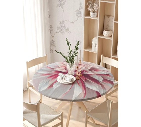 Изображение товара Скатерть на кухонный стол JOYARTY "Жизнь с цветами", круглая на резинке, диаметр 105-120 см frtc_20505_140x140