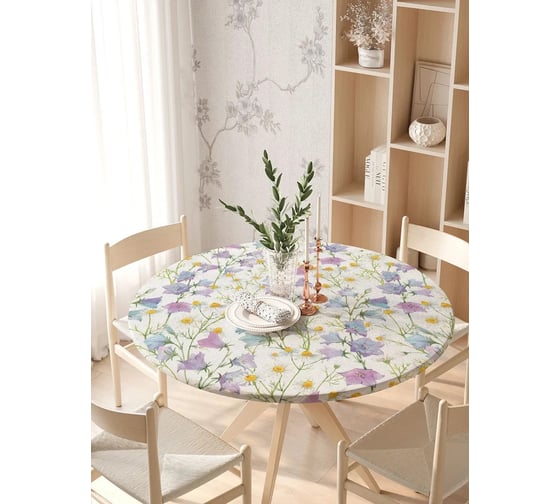 Изображение товара Скатерть на кухонный стол JOYARTY "Полевые цветы", круглая на резинке, диаметр 105-120 см, серия 44993 frtc_422897_140x140