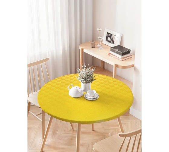 Изображение товара Скатерть на кухонный стол JOYARTY "Мед из сот", круглая на резинке, диаметр 75-100 см frtc_84745_120x120